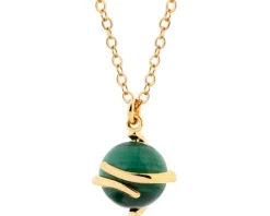 Naszyjnik z mosiądzu pozłacany z malachitem
