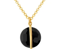 Naszyjnik z mosiądzu pozłacany z onyksem