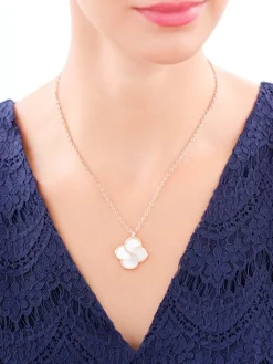 Naszyjnik z mosiądzu pozłacany z masą perłową i cyrkoniami