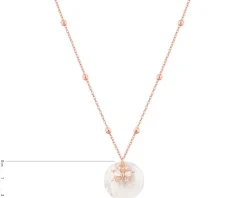 Naszyjnik z mosiądzu pozłacany z masą perłową i cyrkoniami - motyl