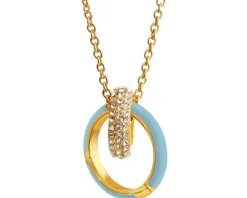 Naszyjnik z mosiądzu pozłacany z cyrkoniami i emalią