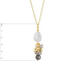 Naszyjnik z mosiądzu pozłacany z labradorytem i szklanymi detalami
