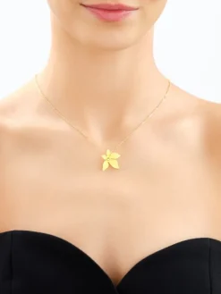 Naszyjnik z mosiądzu pozłacany - kwiat