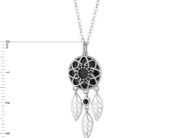 Naszyjnik z mosiądzu rodowany z agatem i cyrkoniami - łapacz snów