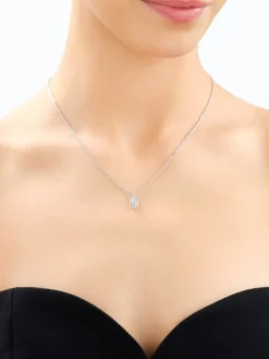 Naszyjnik z mosiądzu rodowany z akwamarynem