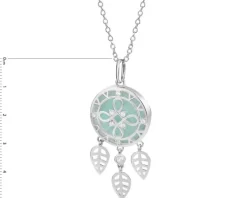 Naszyjnik z mosiądzu rodowany z amazonitem i cyrkoniami - łapacz snów