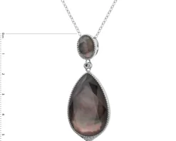 Naszyjnik z mosiądzu rodowany z masą perłową i szklanymi detalami