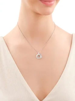 Naszyjnik z mosiądzu rodowany ze szklanymi detalami