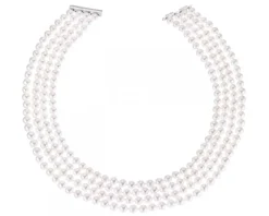 Naszyjnik z perłami, brylantami i elementami białego złota - próba 585