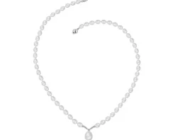 Naszyjnik z perłami, diamentami i elementami białego złota - próba 585