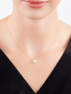 Naszyjnik z różowego i białego złota z brylantem - 0,04 ct - próba 585