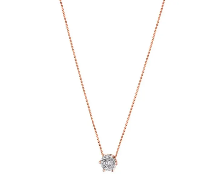 Naszyjnik z różowego i białego złota z brylantami - 0,22 ct - próba 585