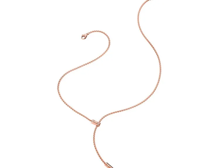 Naszyjnik z różowego złota z brylantami - 0,11 ct - próba 750