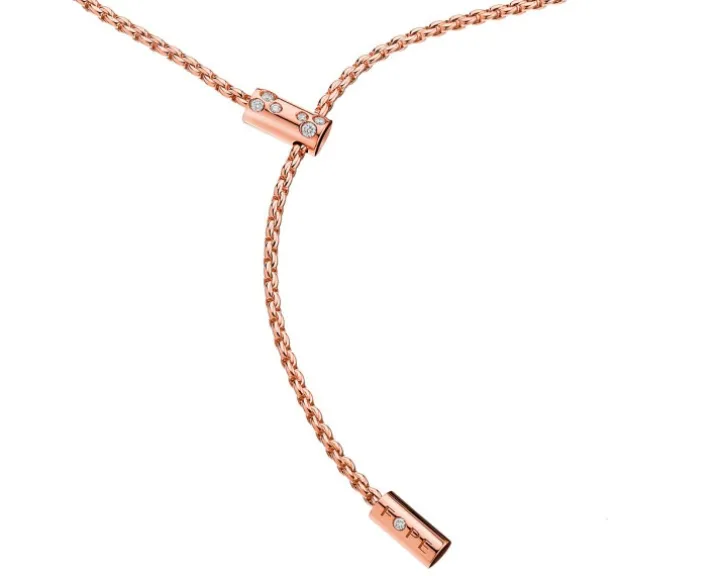 Naszyjnik z różowego złota z brylantami - 0,11 ct - próba 750