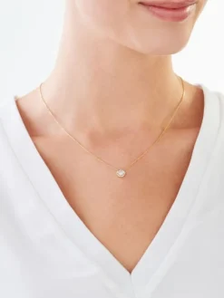 Naszyjnik z żółtego, białego i różowego złota z brylantem - 0,10 ct - próba 585