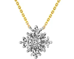 Naszyjnik z żółtego i białego złota z diamentami - 0,08 ct - próba 585