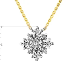 Naszyjnik z żółtego i białego złota z diamentami - 0,08 ct - próba 585