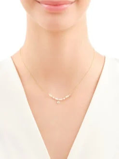 Naszyjnik z żółtego i białego złota z brylantem i perłami - próba 375