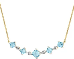 Naszyjnik z żółtego i białego złota z diamentami i topazami - próba 375