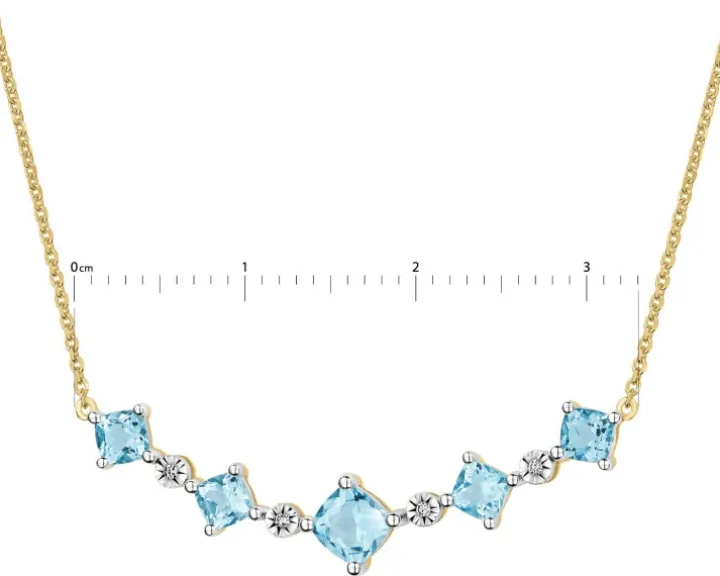 Naszyjnik z żółtego i białego złota z diamentami i topazami - próba 375