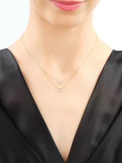 Naszyjnik z żółtego i białego złota z brylantami - 0,04 ct - próba 375