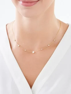 Naszyjnik z żółtego i białego złota z brylantami - 0,21 ct - próba 585