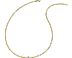 Naszyjnik z żółtego i białego złota z brylantami - 43 cm - 0,12 ct - próba 750