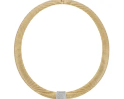 Naszyjnik z żółtego i białego złota z brylantami - 45 cm - 0,54 ct - próba 750