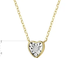 Naszyjnik z żółtego i białego złota z brylantem - serce - 0,04 ct - próba 585