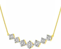 Naszyjnik z żółtego i białego złota z brylantami - 0,39 ct - próba 585