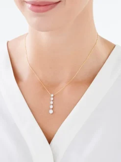 Naszyjnik z żółtego i białego złota z brylantami - 0,49 ct - próba 585