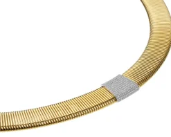 Naszyjnik z żółtego i białego złota z brylantami - 45 cm - 1,04 ct - próba 750