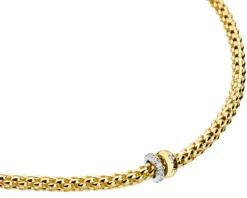 Naszyjnik z żółtego i białego złota z brylantami - 43 cm - 0,29 ct - próba 750