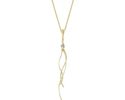 Naszyjnik z żółtego i białego złota z diamentem - 0,003 ct - próba 585