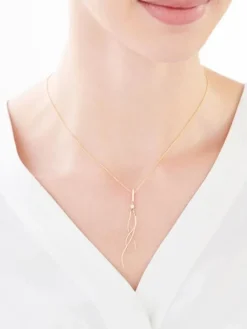 Naszyjnik z żółtego i białego złota z diamentem - 0,003 ct - próba 585