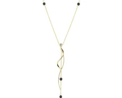 Naszyjnik z żółtego i białego złota z brylantem i agatami - próba 375