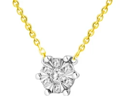 Naszyjnik z żółtego i białego złota z brylantami - 0,10 ct - próba 585