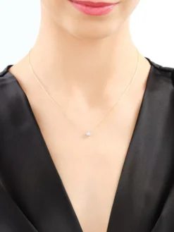 Naszyjnik z żółtego i białego złota z brylantami - 0,10 ct - próba 585