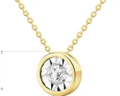 Naszyjnik z żółtego i białego złota z brylantem - 0,10 ct - próba 375