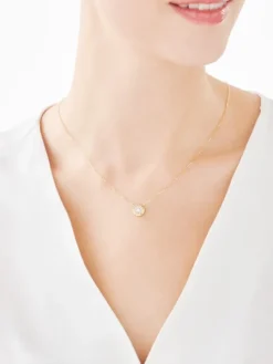 Naszyjnik z żółtego i białego złota z brylantem - 0,04 ct - próba 585