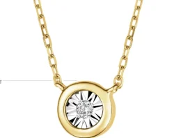Naszyjnik z żółtego i białego złota z brylantem - 0,01 ct - próba 375