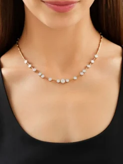 Naszyjnik z żółtego i białego złota z brylantami - 43 cm - 2,00 ct - próba 585