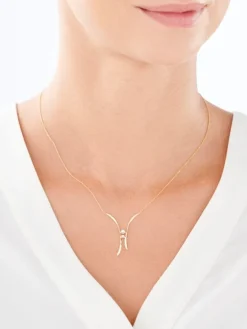 Naszyjnik z żółtego złota z brylantami - 0,02 ct - próba 375