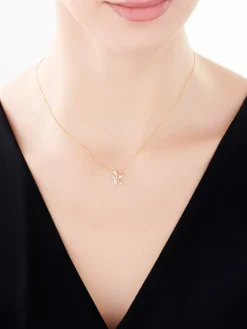 Naszyjnik z żółtego złota z brylantami - kwiaty - 0,01 ct - próba 375