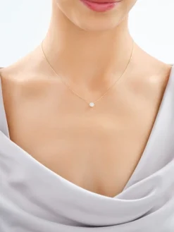 Naszyjnik z żółtego złota z brylantami laboratoryjnymi - 0,20 ct - próba 585