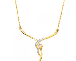 Naszyjnik z żółtego złota z brylantami - 0,05 ct - próba 585