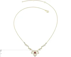 Naszyjnik z żółtego złota z brylantami i rubinem - próba 585