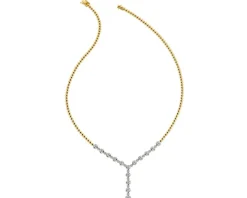 Naszyjnik z żółtego złota z brylantami - 43 cm - 1,05 ct - próba 585