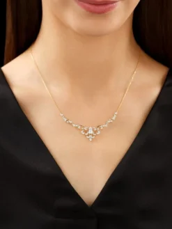 Naszyjnik z żółtego złota z brylantami - 0,45 ct - próba 585