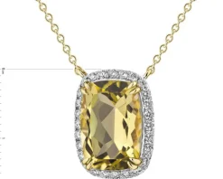 Naszyjnik z żółtego złota z brylantami i kwarcem Lemon - próba 585